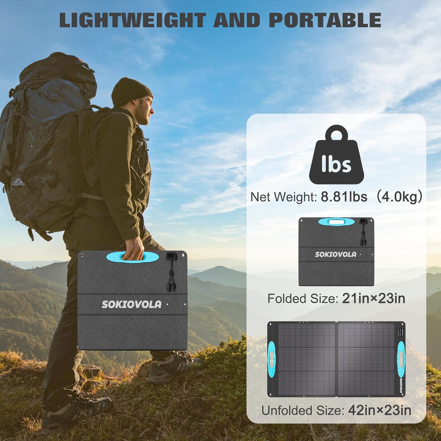 100W Portable Solar Panel for Power Station,ETFE Portable Foldable Solar Charger NextGen 25% High Conversion IP68