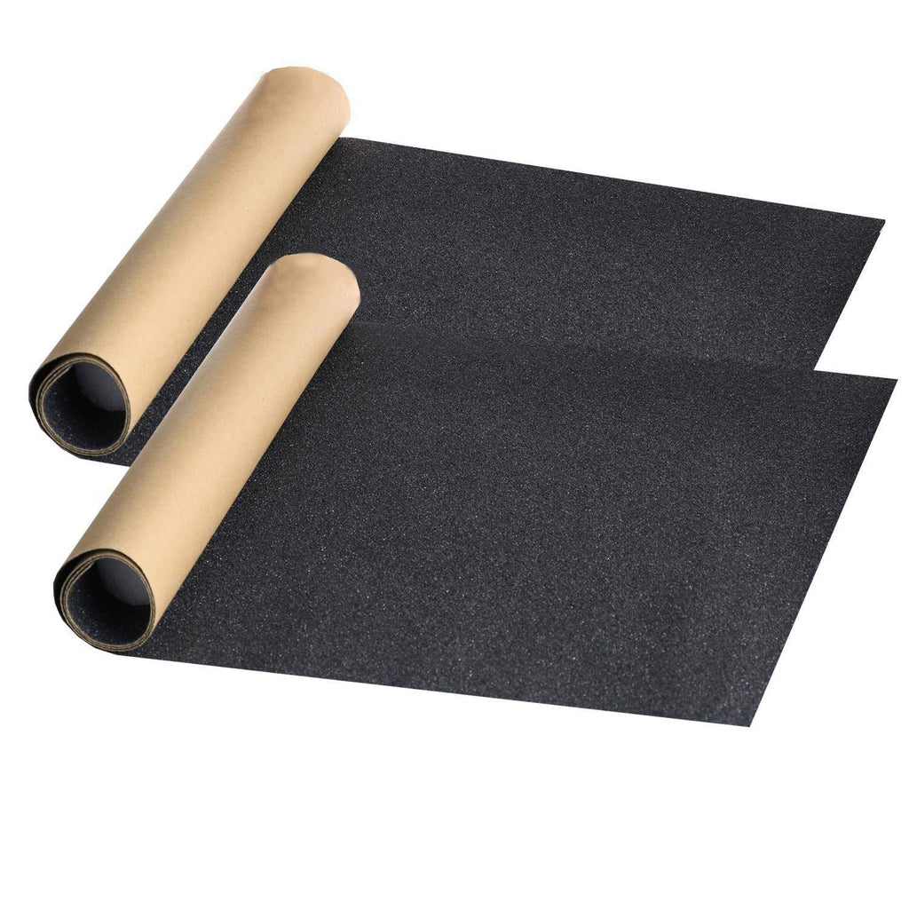 9" x 33" Black Skateboard Grip Tape Sheets 2 Pack (84x23cm) | Bubble Free, Waterproof, Griptape for Scooter Longboard