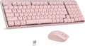 Wireless Keyboard and Mouse Combo, 2.4Ghz Cordless Mechanical Keyboard and Silent Mouse for Business, Low-Profile Red