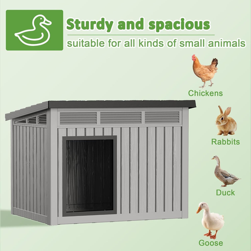 Outdoor Duck House, PP Resin, Gray