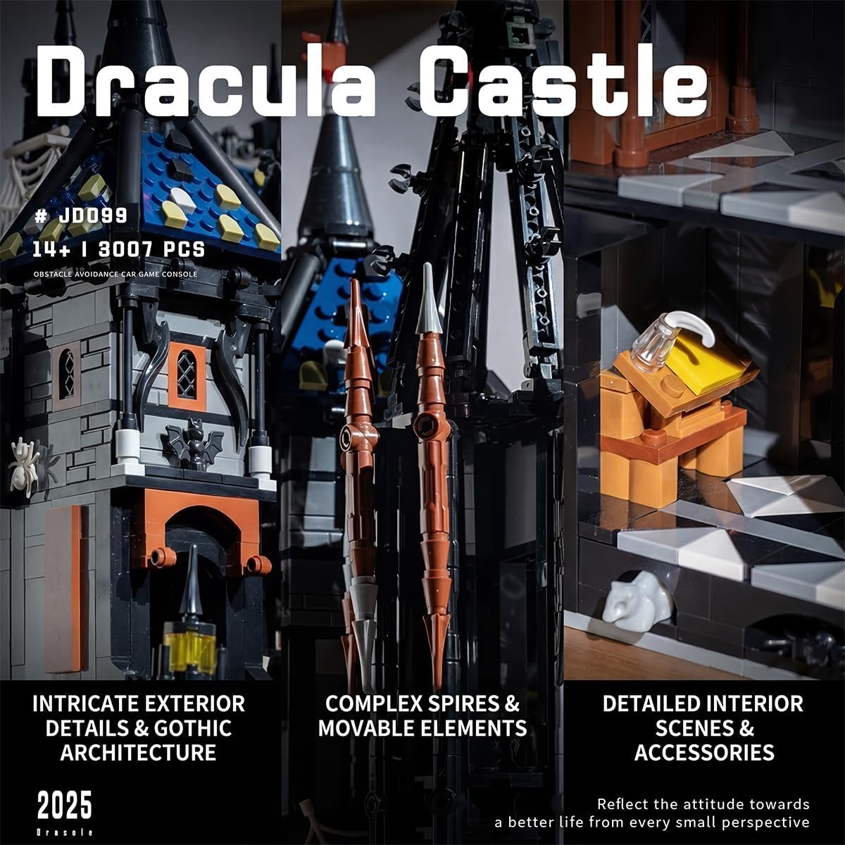 Gothic Dracula Castle - Building Block,3007 PCS Model for Adults 14+