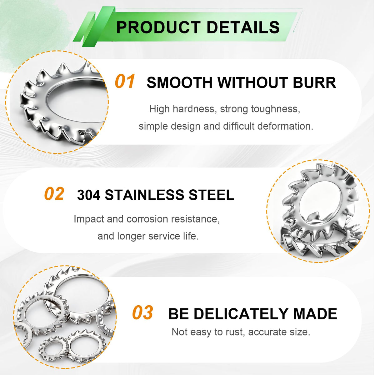 550PCS External Tooth Lock Washers Assortment Kit (M2.5-M12)