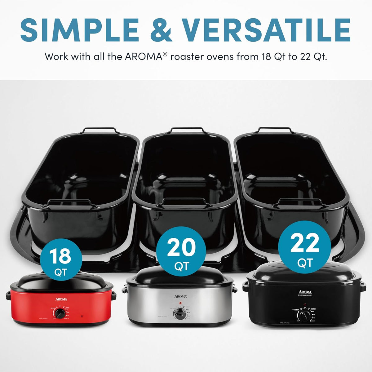 Triple Buffet Server Accessory for Aroma 18-Qt., 20-Qt., and 22-Qt. Roaster Ovens