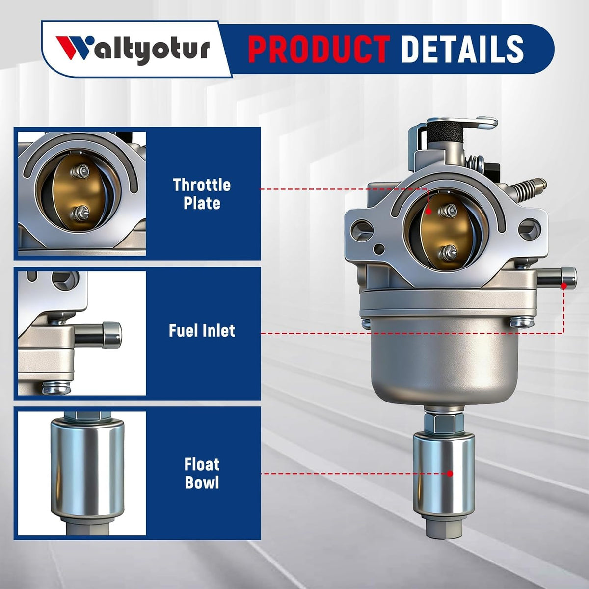 waltyotur Carburetor Replacement for John Deere MIA11491 L100 L105 105 D100 D105 D110 LA115 LA125 17.5-19.5HP and 1642HS 1742HS S1742 Tractor Lawn Mower