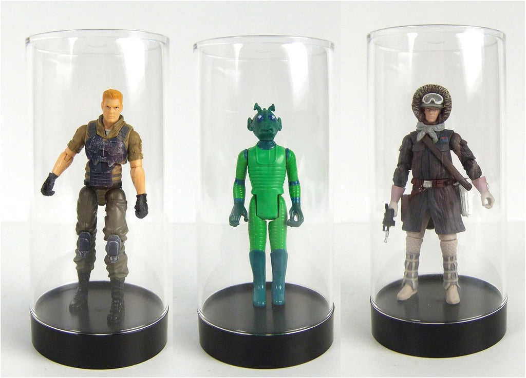 CC-5 Round Storage / Display Acrylic Action Figure Display Case with Black Base, 2.25" W x 4.75" H x 2.25" D, 2-Pack