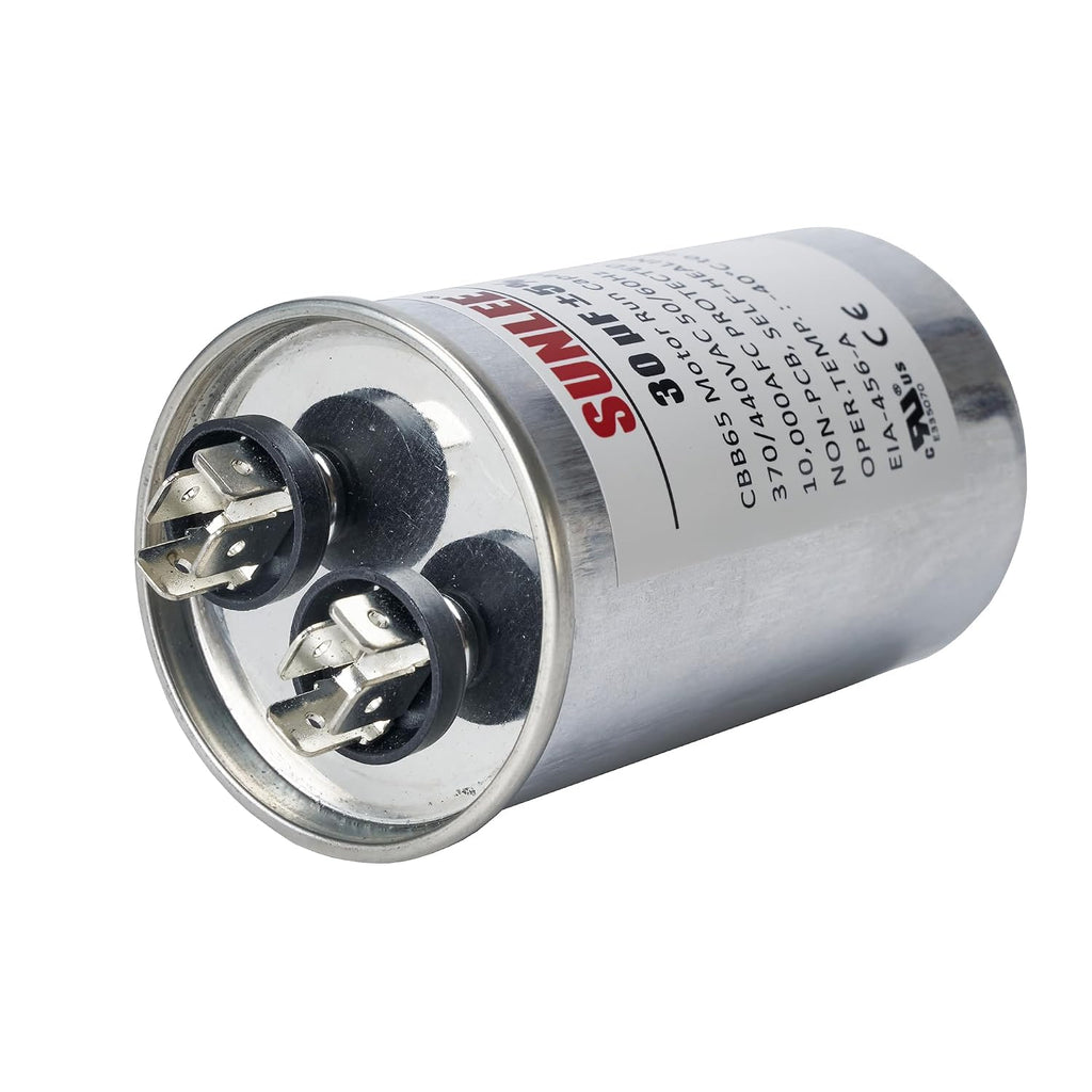 SUNLEE UL Recognized Single Run 40 uF (40 MFD) 370/440 VAC CBB65 Capacitor, 50/60 Hz, Reliable Replacement for AC Condenser Fan Motor, Heat Pump or Pool Pump