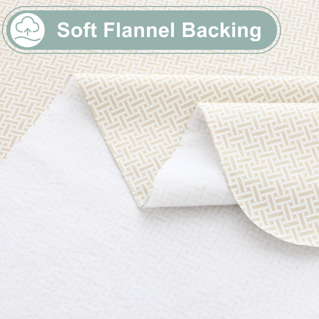 Rectangle Waterproof Vinyl Table Cloth, Plastic Tablecloth with Flannel Backing, Wipeable Table Cover for Dinner