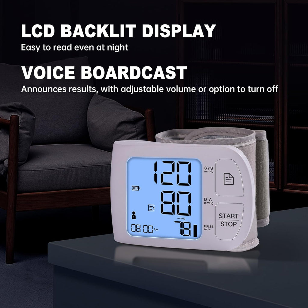 Blood Pressure Monitor Bluetooth Compatible for iOS & Android BP Machine 199x2 Readings Wrist Cuff 5.31-8.46 inch