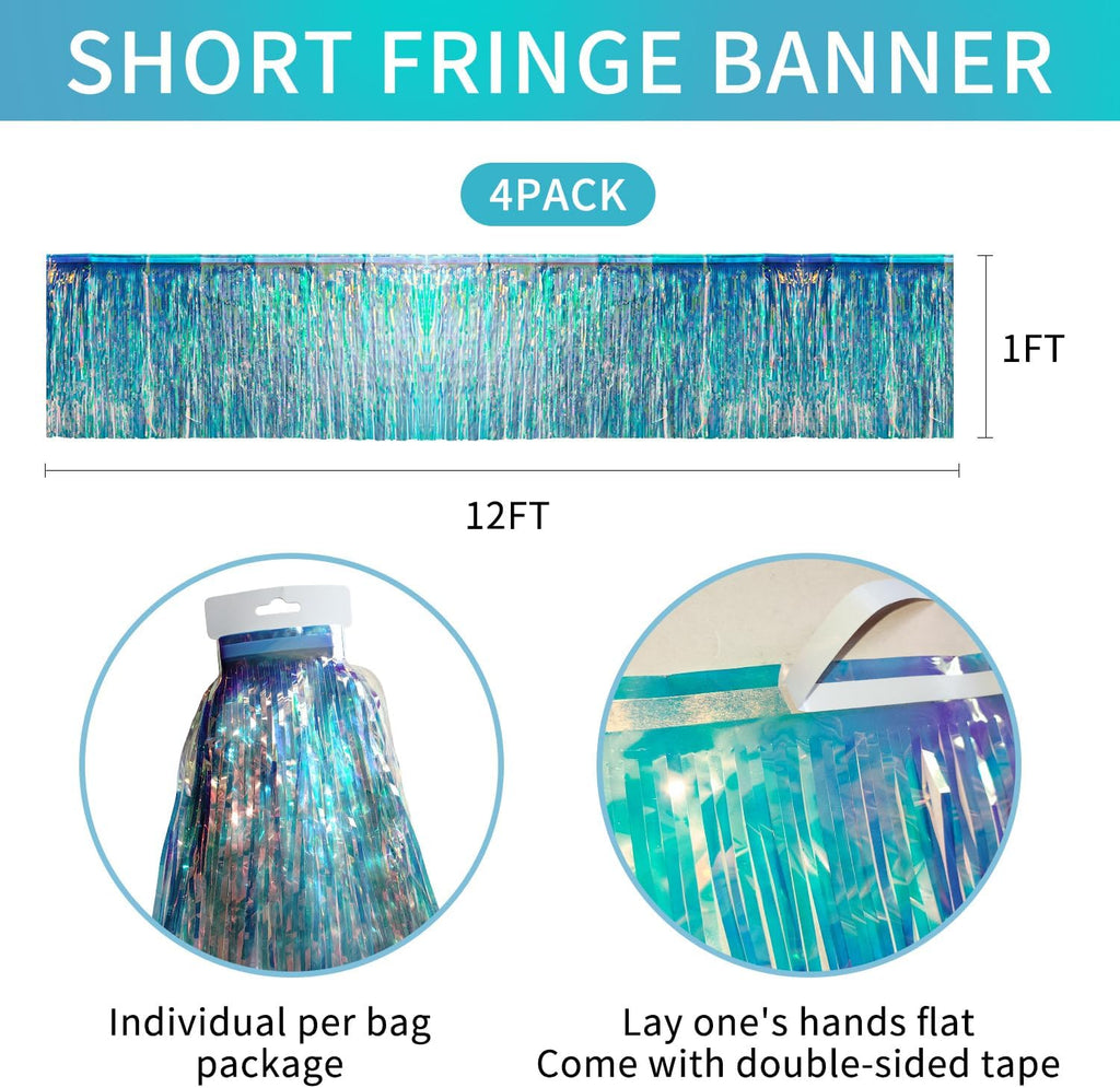 Iridescent Tinsel Garland 48FT - Birthday Decorations for Girls - Sparkle Party Streamers - Mermaid Unicorn Frozen