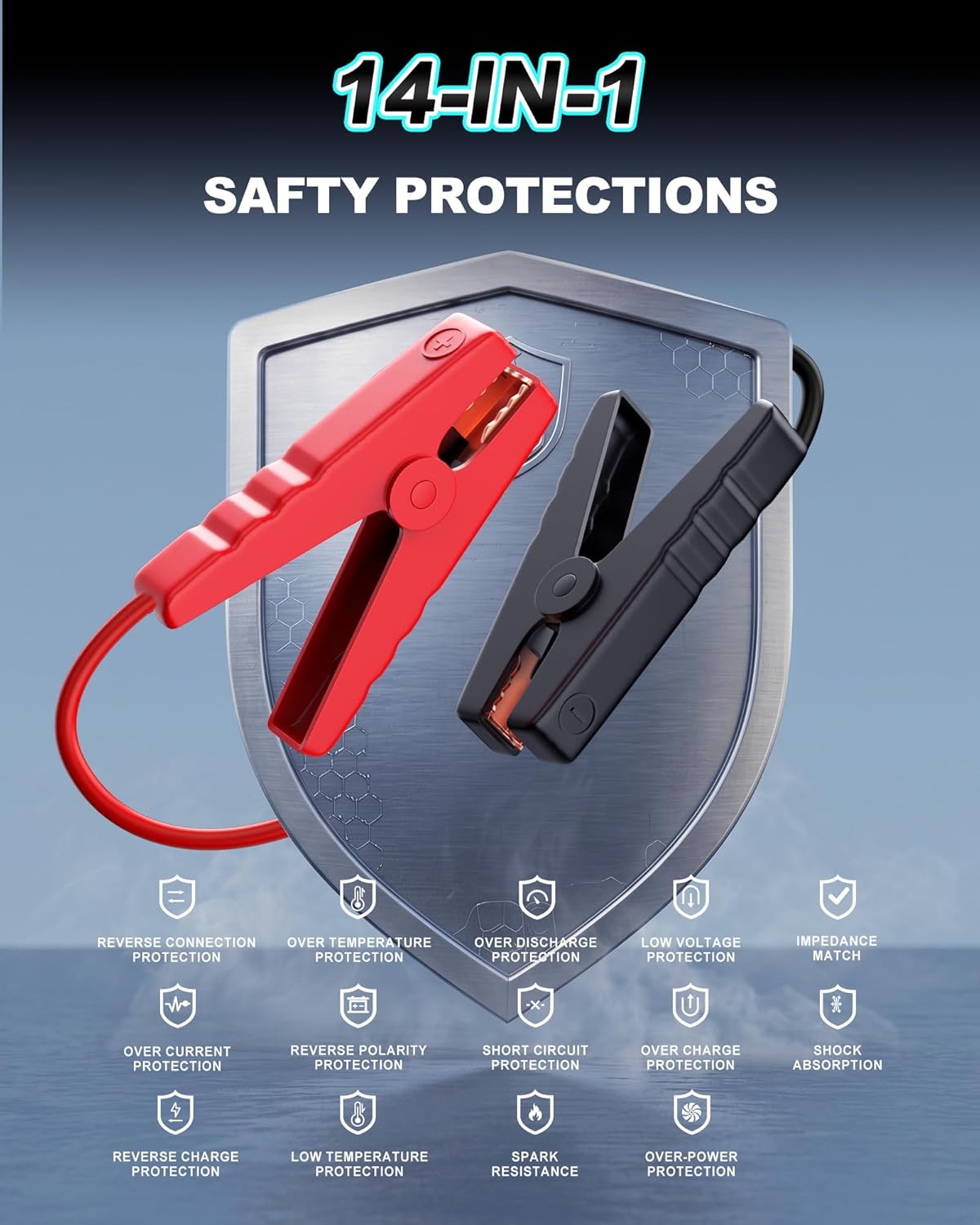 Jump Starter with Air Compressor Battery Jumper Starter Portable 6000A Car Battery Jump Starter with 160PSI Portable