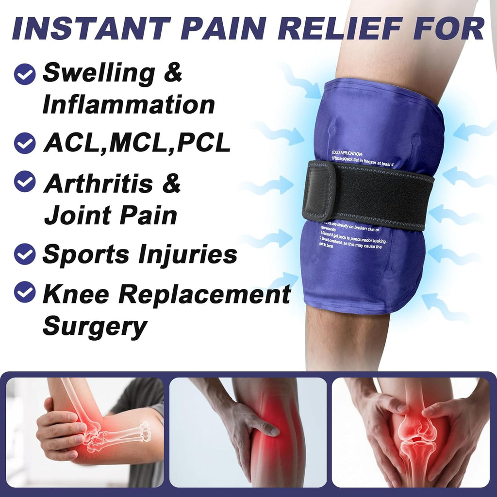 16 × 9" Large Ice Pack for Injuries Reusable Gel for Lower Back, Shoulder, Knee, Elbow, Hip, Leg, Soft Flexible Cold