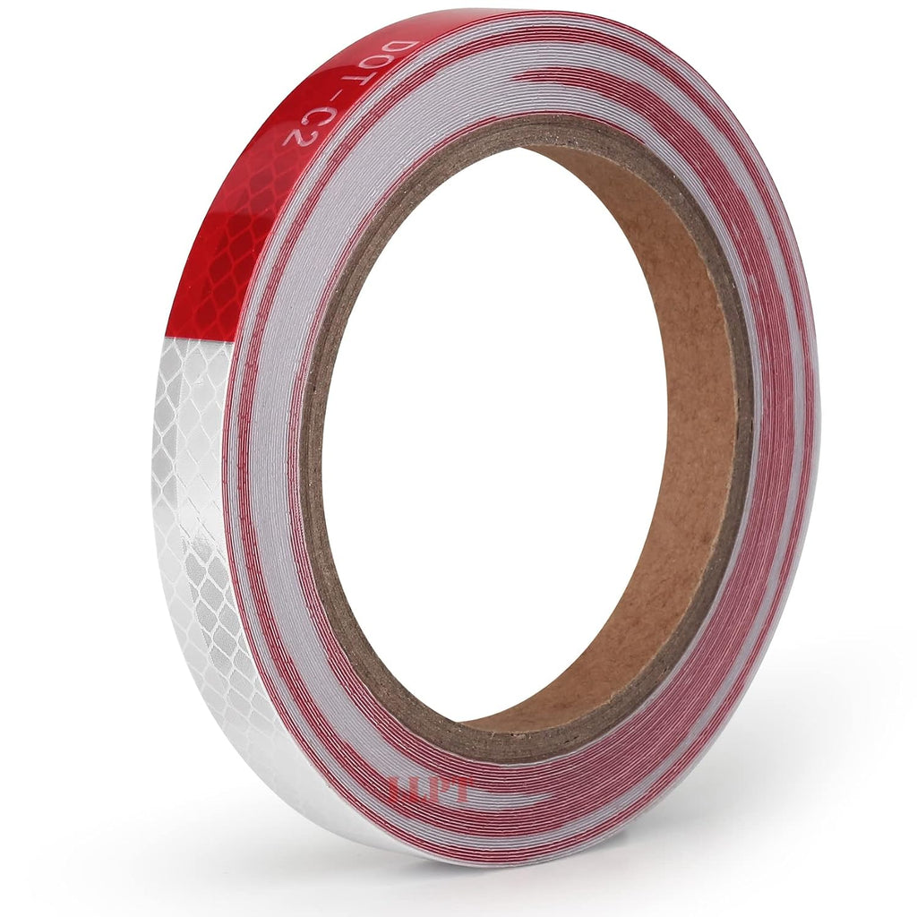 Reflective Tape, 1/2" x 33 Ft, DOT-C2 Safety Tape, Red White