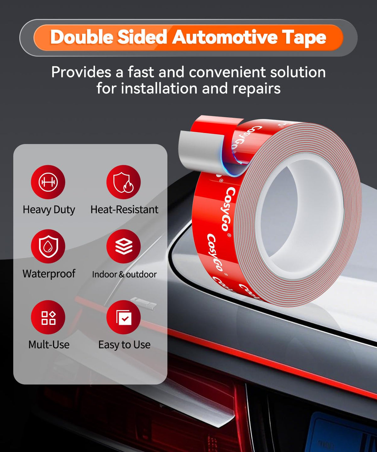 Double Sided Tape Heavy Duty, Permanent Bond Heat Resistant 1Inch
