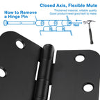 3 Pack Black Door Hinges 4 Inch x 4 Inch with 5/8" Radius Corners