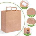 120pcs Paper Grocery Bags 12x7x14in Brown Paper Bags with Handles