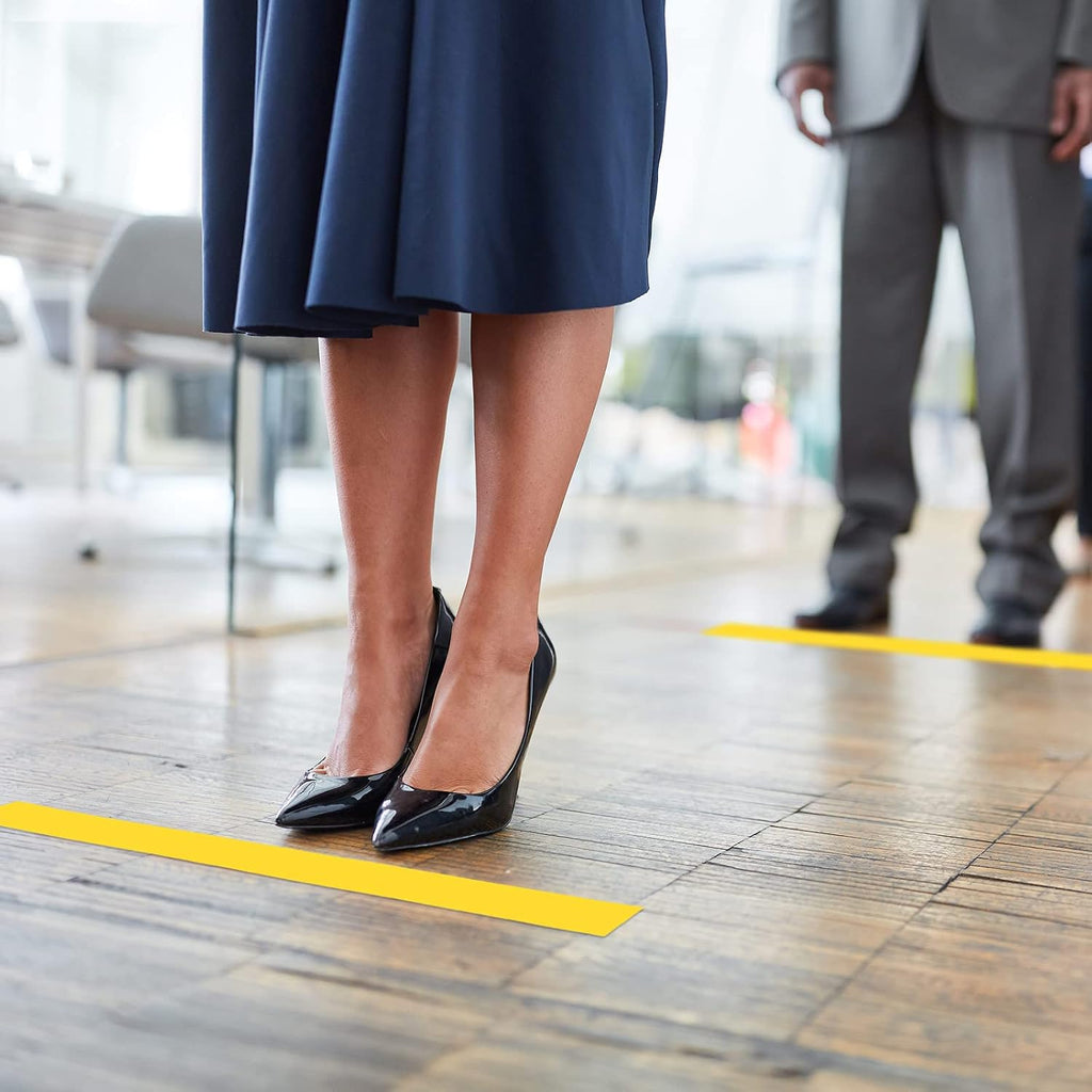 3 Rolls Floor Marking Tapes 2" Width 100' Length Yellow Durable Non Abrasive Strong Floor Tape for Social Distancing