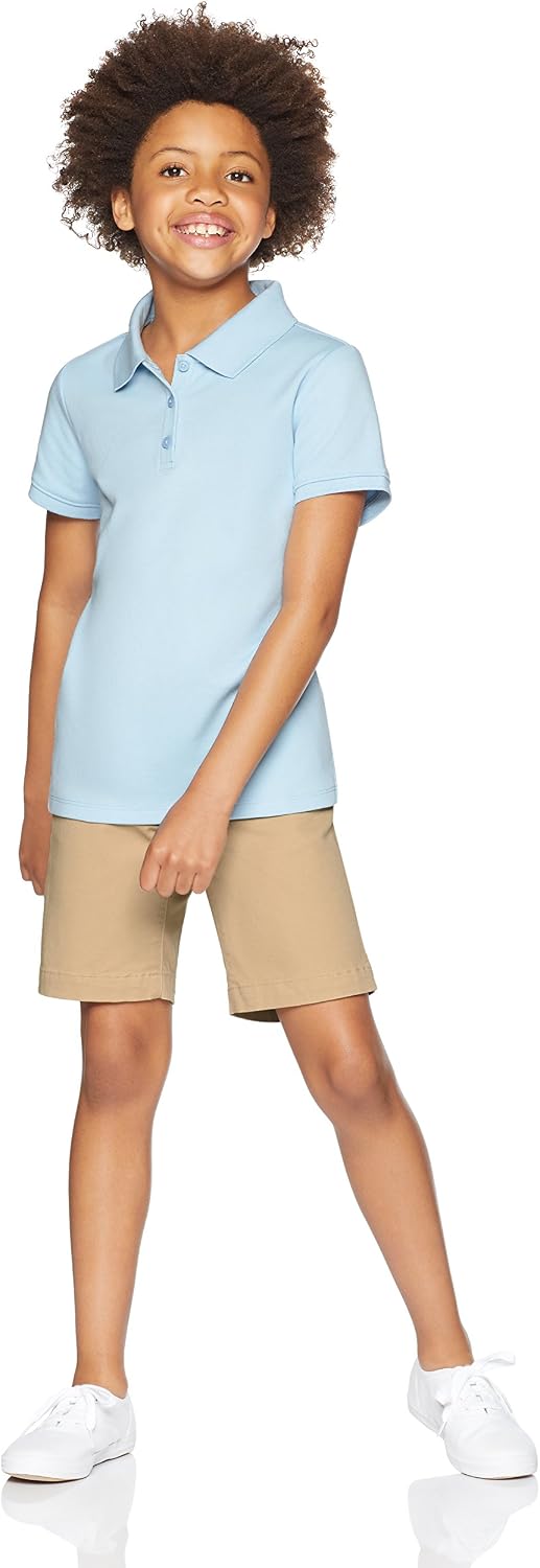 Girls and Toddlers' School Uniform Shorts with Adjustable Waist, Flat Front