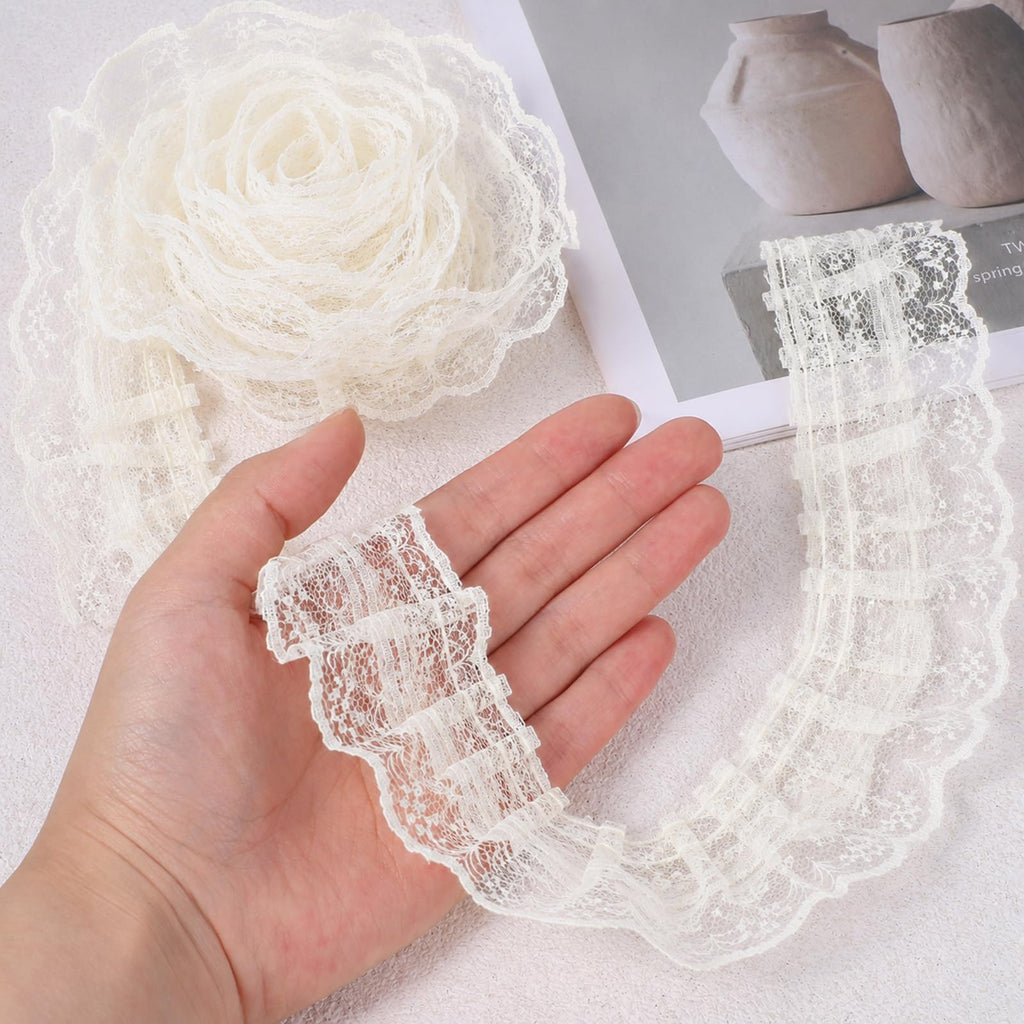 Beige Lace Ruffle Trim