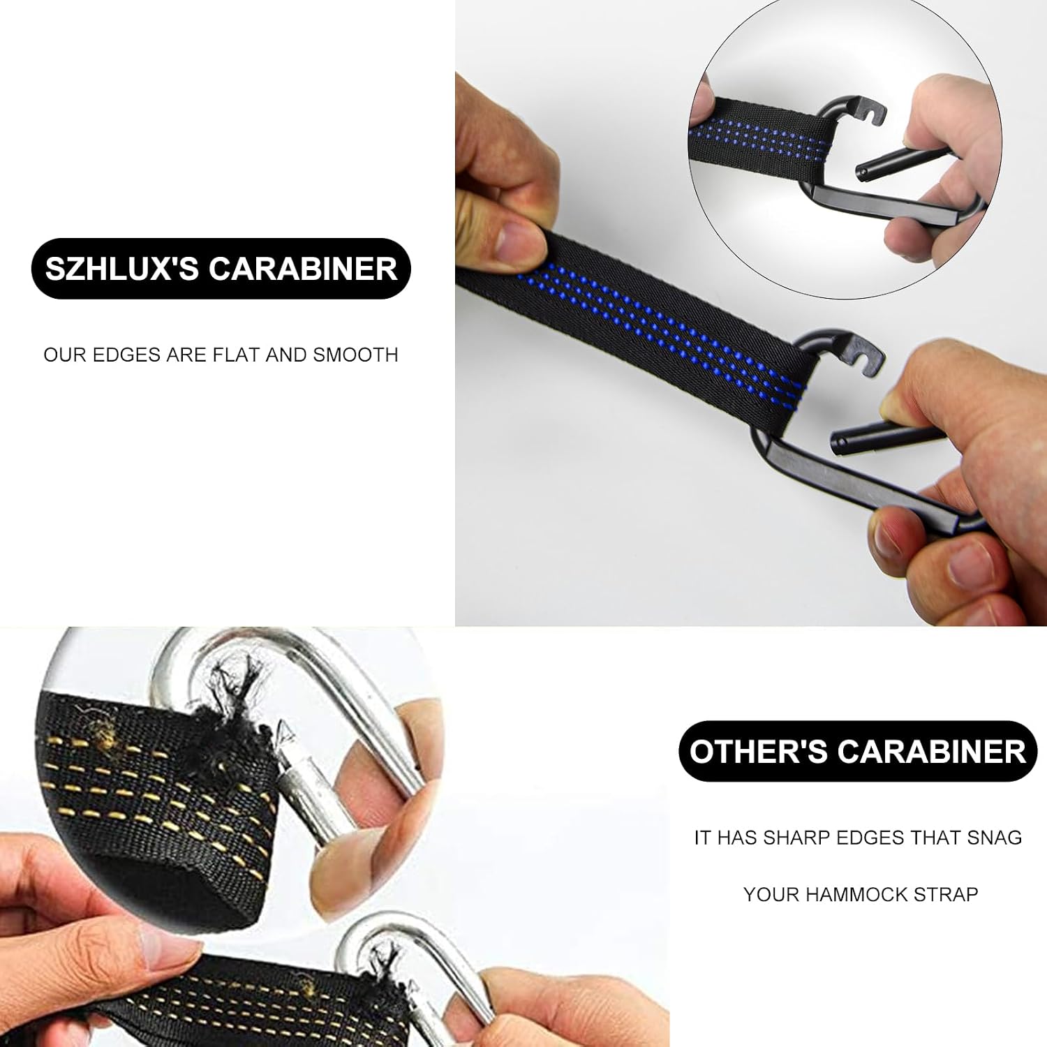 Hammock Straps for Trees - Set of Two 10ft Long, with 38 Loops & 2 Carabiners| Essential Hammock Accessories