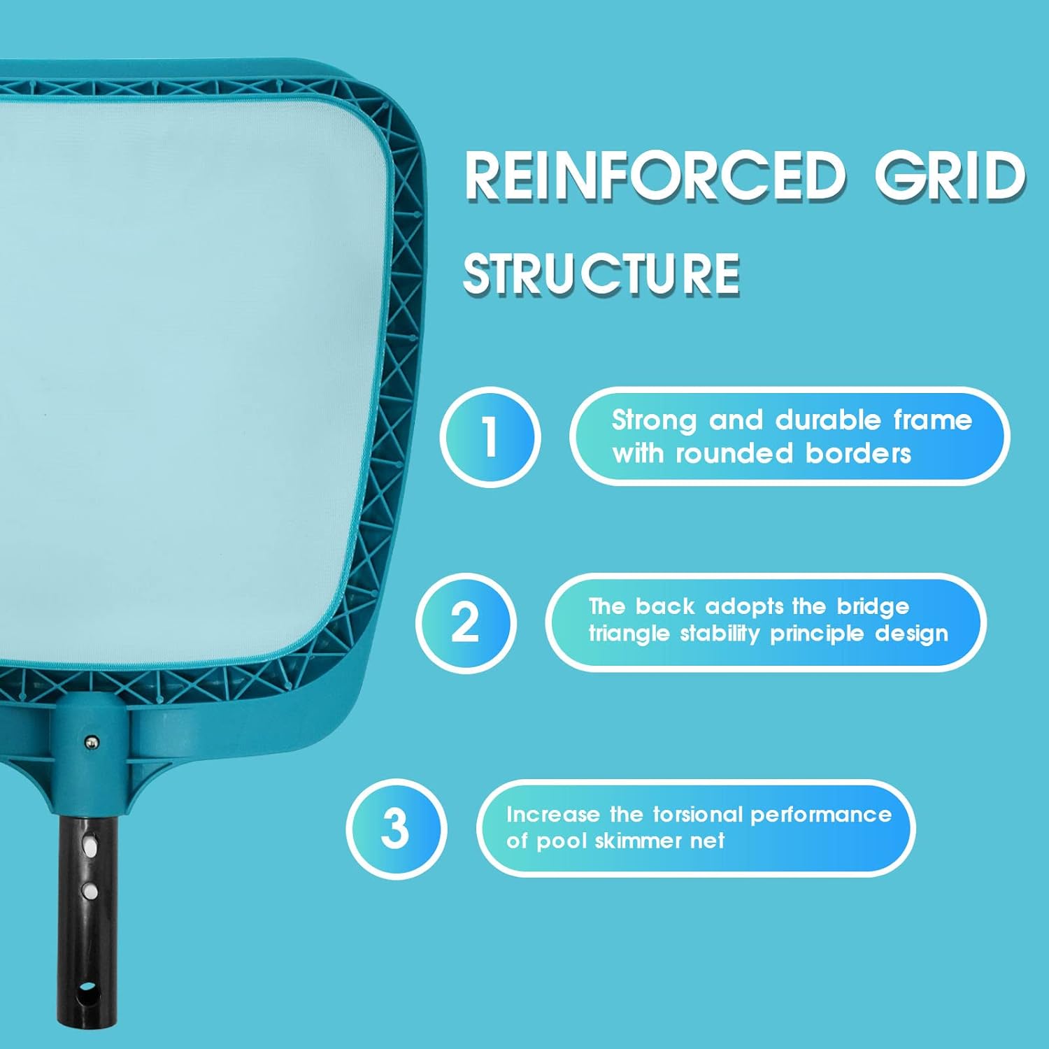 Professional Pool Skimmer Net,Fine Mesh Net Bag,Heavy Duty Swimming Leaf Skimmer Cleaning Tool - Fast Cleaning,Debris