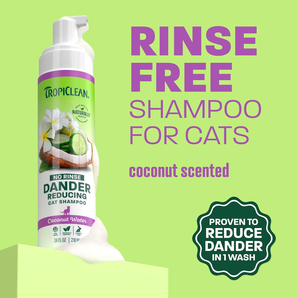 No Rinse Waterless Cat Shampoo, Dander Reducing, 7.4oz