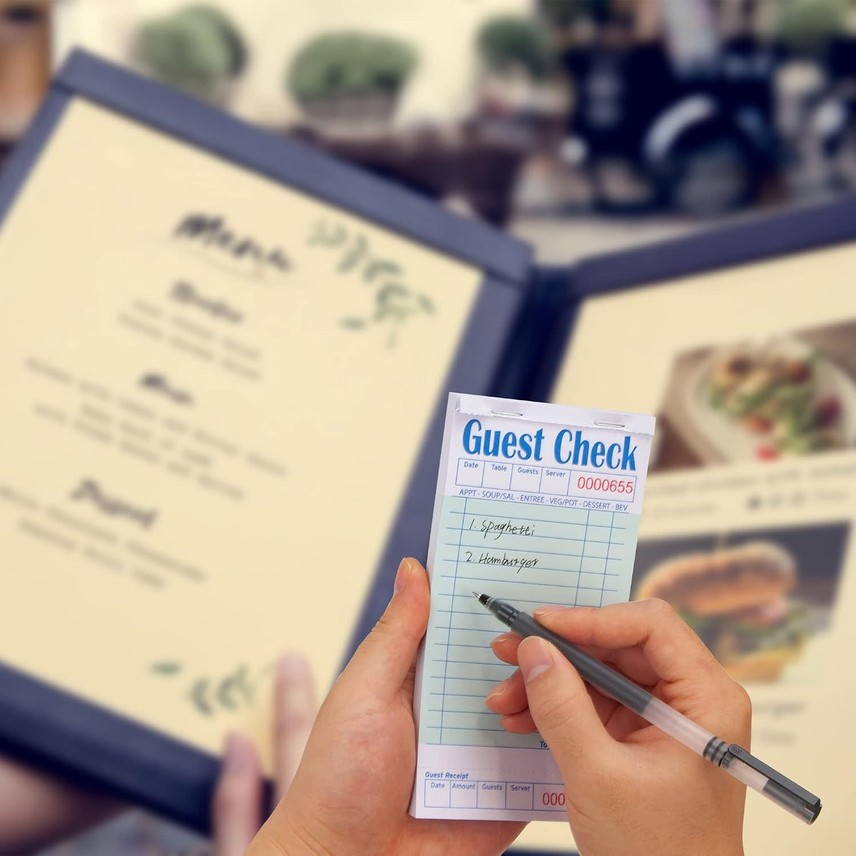 Guest Check Pads for Servers (Green-20 pads), 50 Sheets/Pad