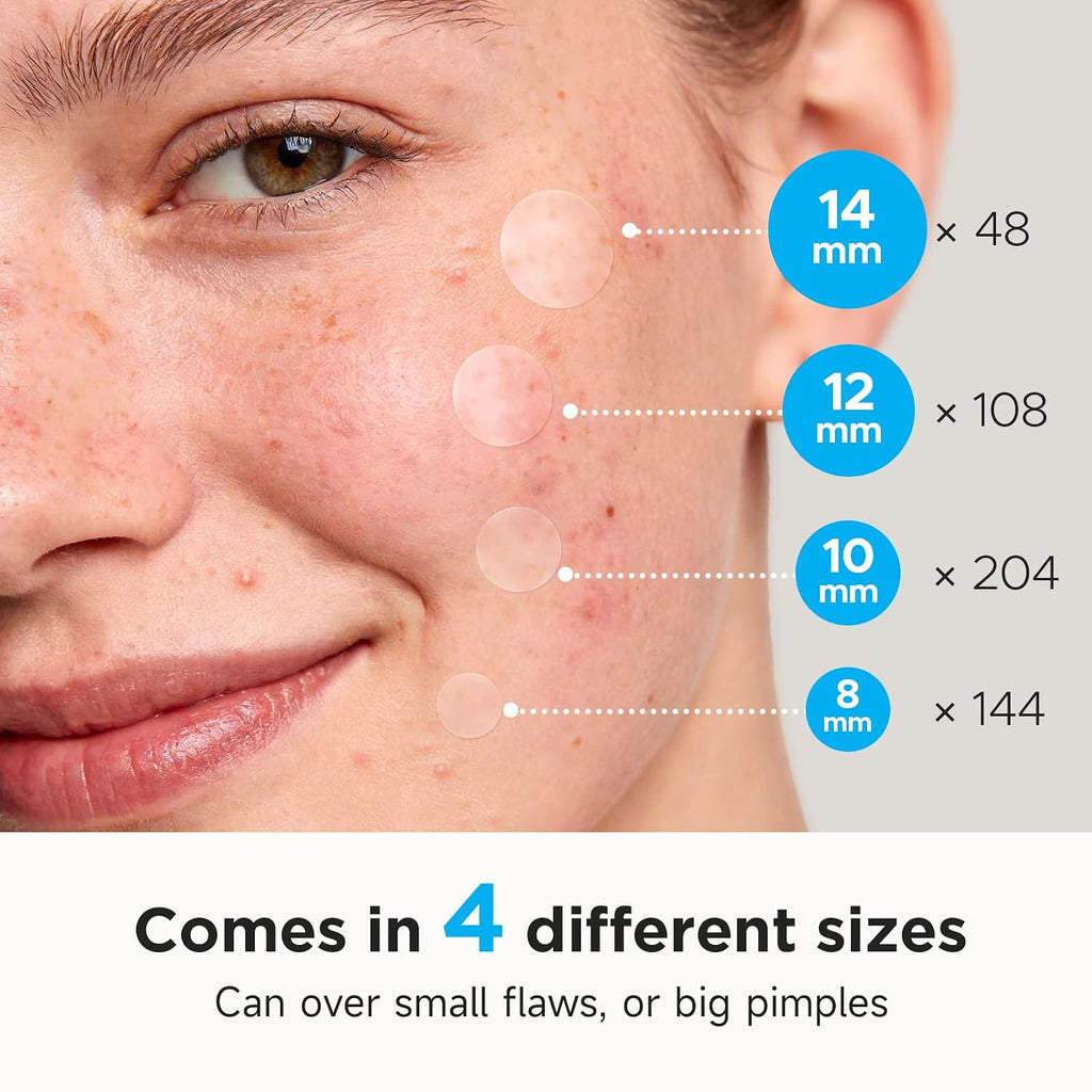 Pimple Patches for Face (504 Count), FSA Eligible Acne Patch Bulk, Zit Stickers 4 Sizes, Hydrocolloid Spot Stickers