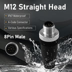 10Pcs M12 8Pin Male Industrial Aviation Connector (A-Code) Waterproof, Sensor Plug Field-Assemblable 12mm Circular Socket Panels Adapter IP67