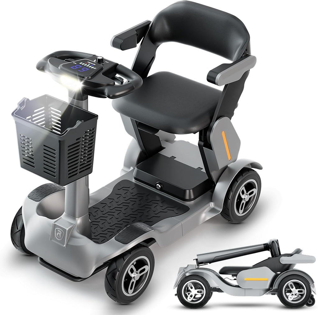 Mobility Scooter for Seniors & Adults, 4 Wheel Foldable Electric Powered Wheelchair Device, 500W Motor, 35 Miles Long
