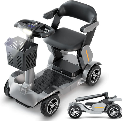 Mobility Scooter for Seniors & Adults, 4 Wheel Foldable Electric Powered Wheelchair Device, 500W Motor, 35 Miles Long
