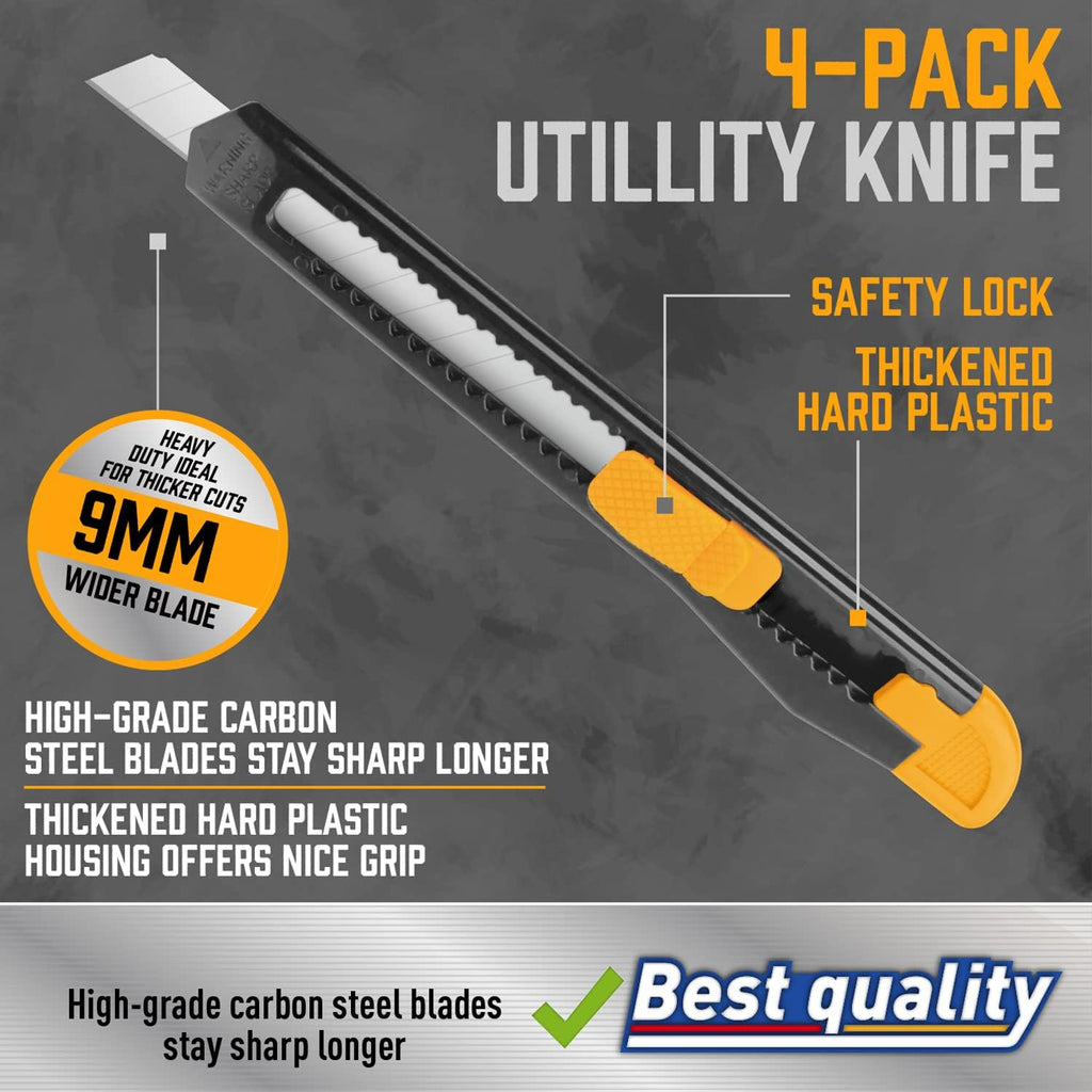 14-Piece Retractable Box Cutter, Utility Knifes for Boxes, Cartons, Cardboard Cutting, 18mm & 9mm Wide Blade Cutter
