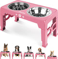 Elevated Dog Bowls for Medium Large Size Dogs, Non-Slip Dog Feeder with 1*Stainless Steel Dishes & 1*Slow Feeder