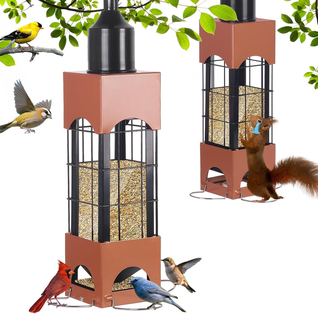 Squirrel Proof Bird Feeders for Outdoors Hanging, 5LB Large Capacity Metal Wild Bird Feeders, Heavy Duty Chew Proof