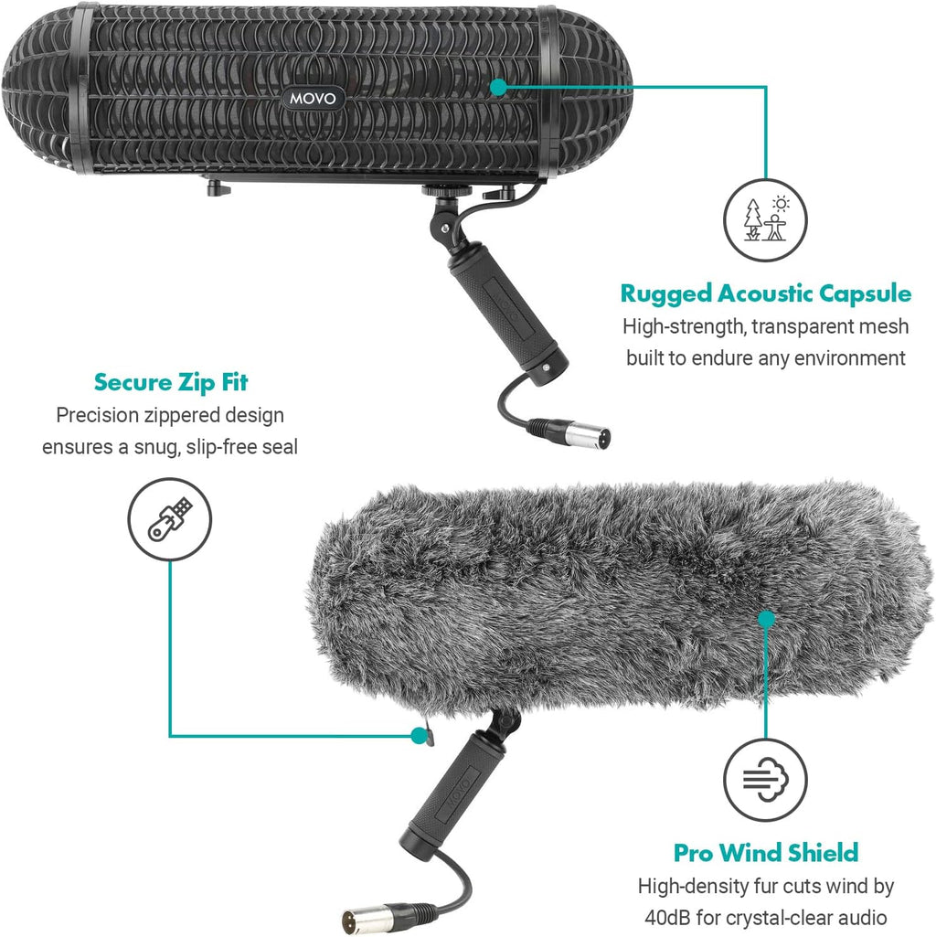 Shotgun Blimp Microphone Bundle - Powerful XLR Microphone for Camera - Video Mic for DSLR Camera Accessories