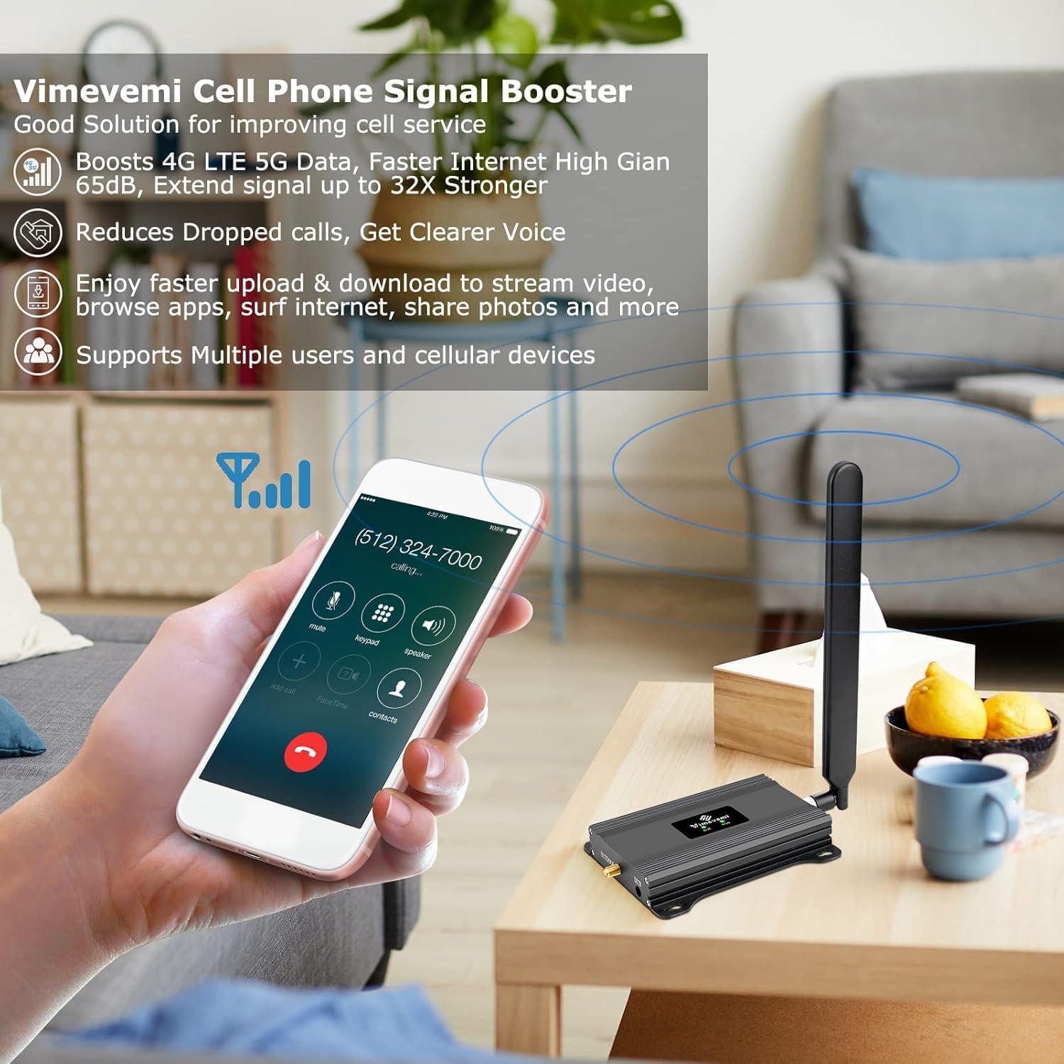 AT&T Cell Phone Signal Booster for 5G 4G LTE Band 12/17 | Up to 4000 Sq Ft Coverage for Home & Office | FCC Approved