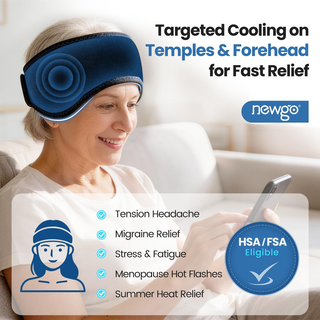 Headache Ice Pack, Adjustable Head Wrap for Migraines, FSA Eligible