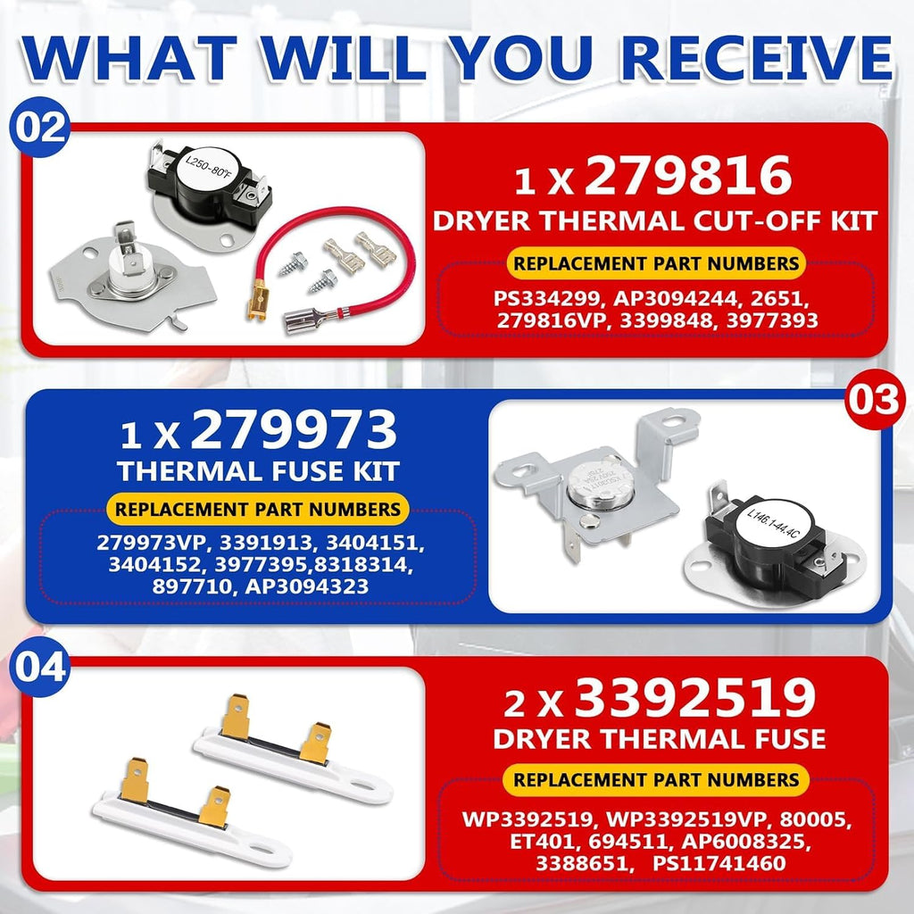 WED8300SW0 WED7800XW0 Dryer Heating Element Fit for Whirl-pool WED85HEFW0