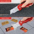 2 In 1 Folding Scraper Utility Knife, 3 Blades, Quick-Change