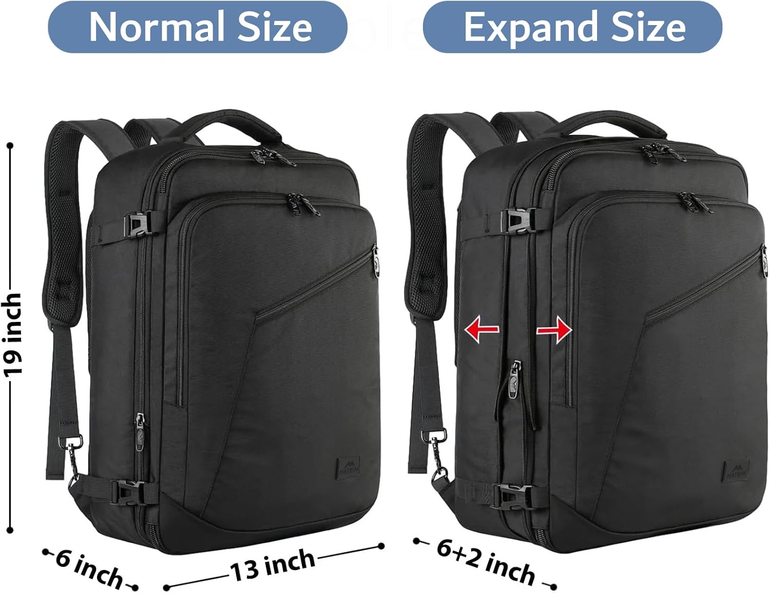 Carry on Backpack, Extra Large Travel Backpack Expandable Airplane Approved Weekender Bag for Men and Women, Water
