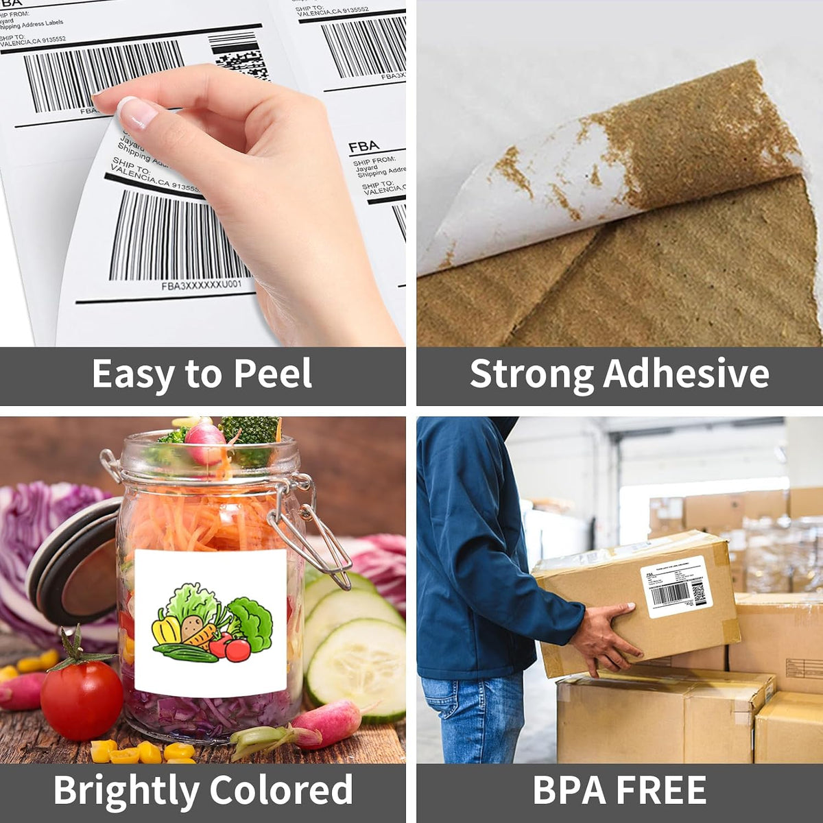 6 up 3-1/3“ x 4” Sticker Labels Shipping Address Labels for Laser & Inkjet Printers, 100 Sheets, Total 600 Labels
