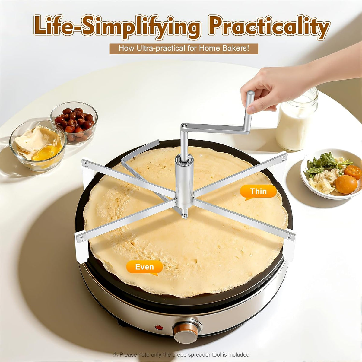 Commercial Stainless Steel Batter, Spreader Crepe Maker