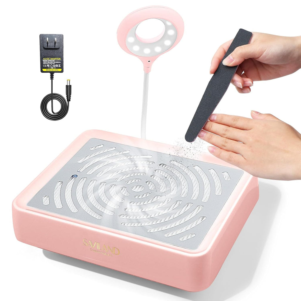 Professional Nail Dust Collector 40W Vacuum with Lamp for Salon | Low noise, Reusable filter, Strong vacuum fan, Dust