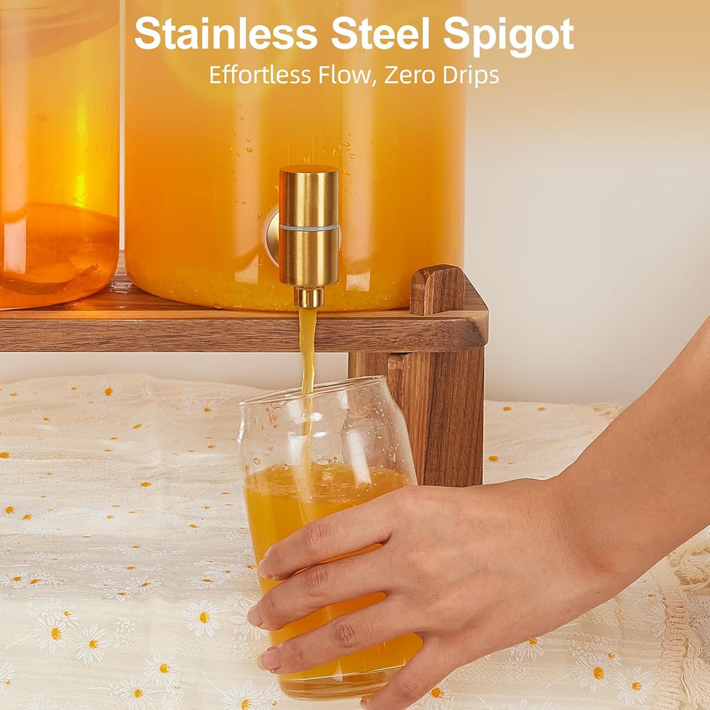 2pcs 1.2 Gallon Glass Drink Dispenser for Parties with Stand