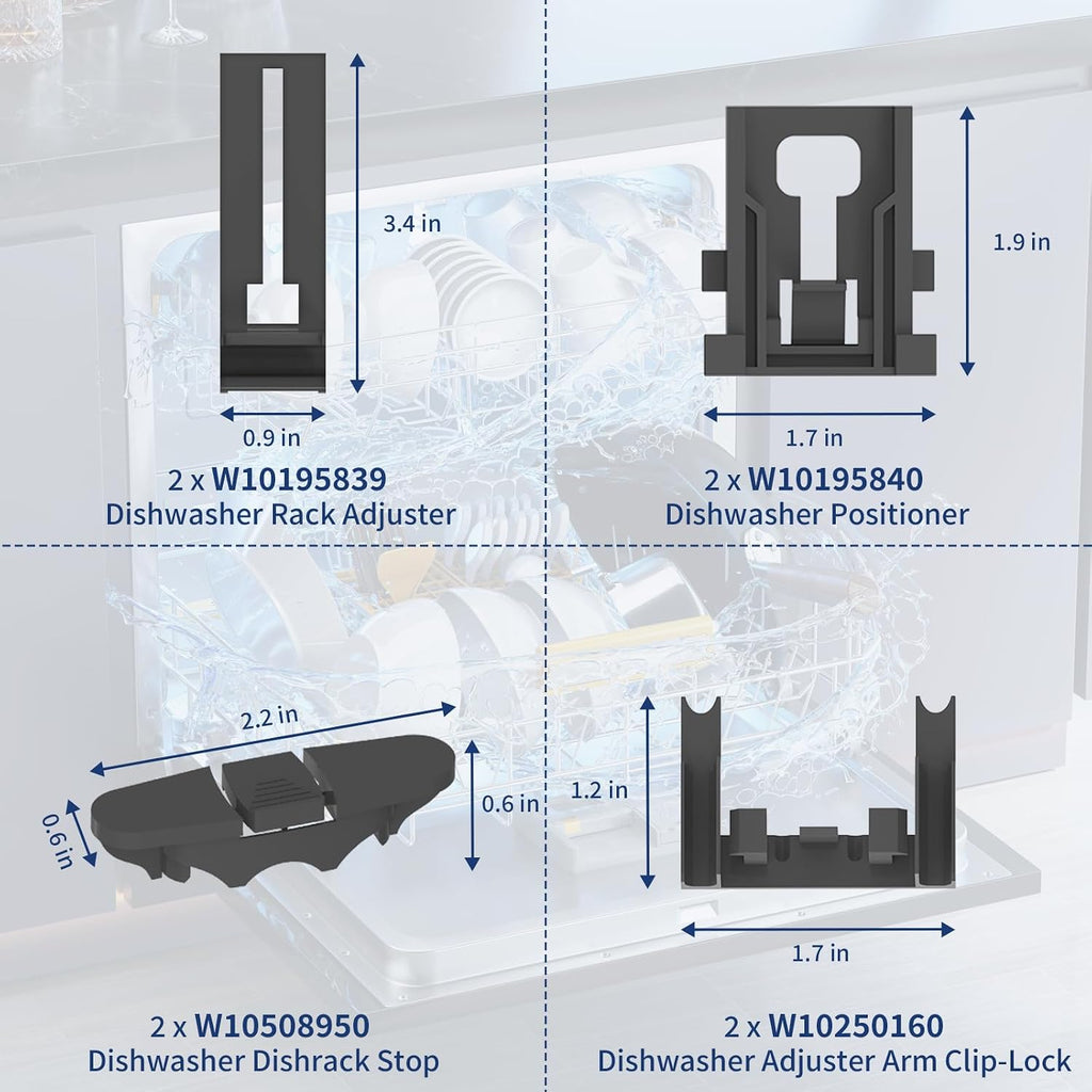 W10350375 Top Rack Adjuster Kit Replacement for Whirlpool Dishwasher