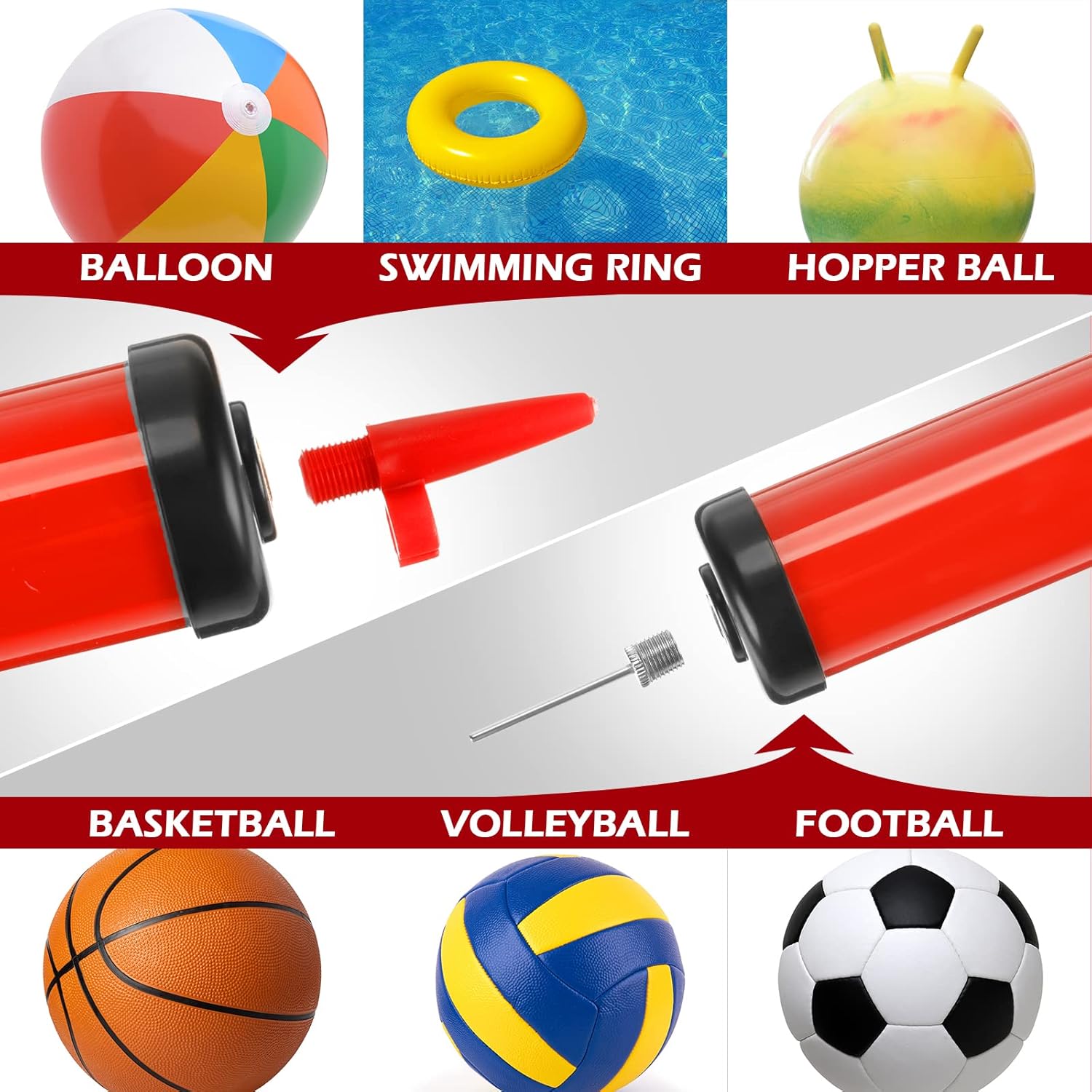 10 Pcs Ball Pump for Sports Balls Pump with Needle and Extension Hose Bulk for Basketball Football Soccer Volleyball
