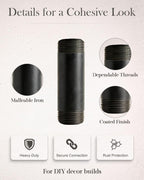10 Pack 1 x 4 Inch Industrial Black Malleable Pipe Nipples