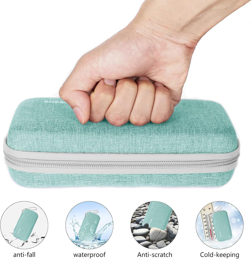 Insulin Cooler Travel Case, 2x150g Ice Pack TSA Approved, Green