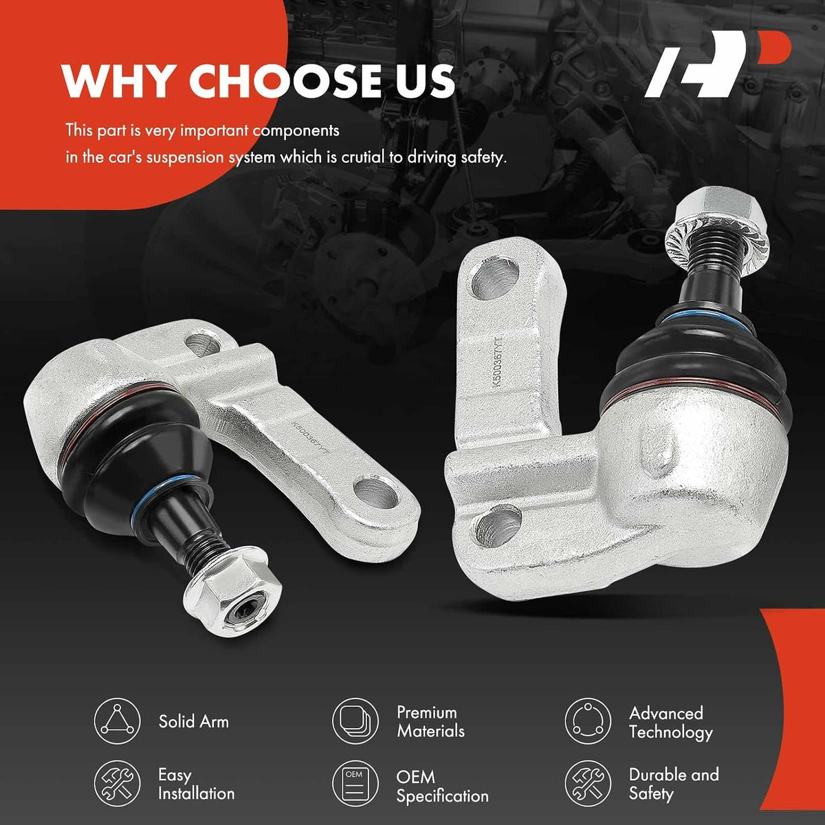 A-Premium 2-Pack Front Upper Ball Joint, Compatible with Buick, Cadillac
