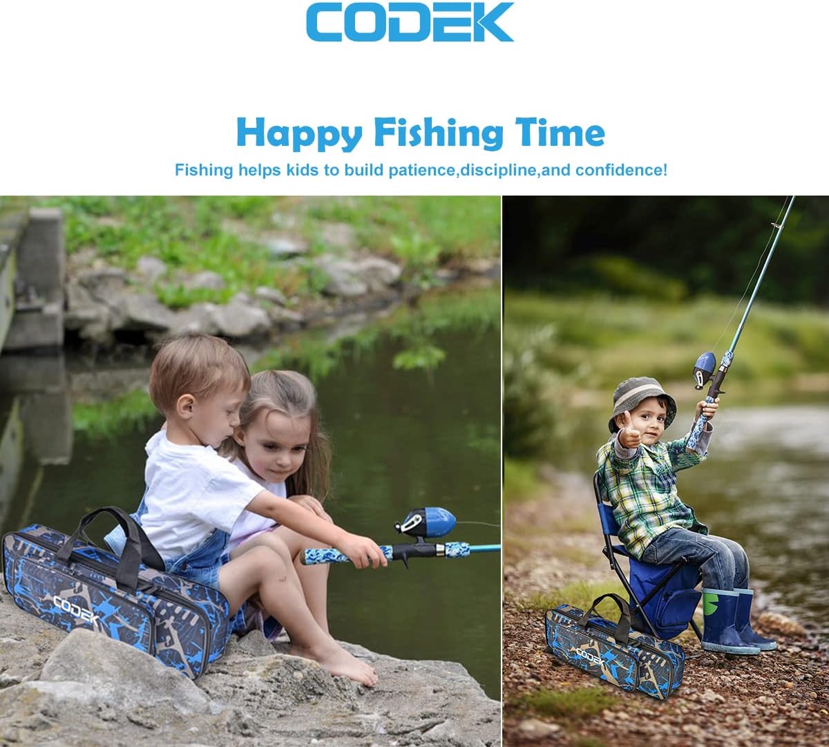 Kids Fishing Pole Set with Full Starter Kits 2 Set Portable Telescopic Fishing Rod and Spincast Reel Cambos with a