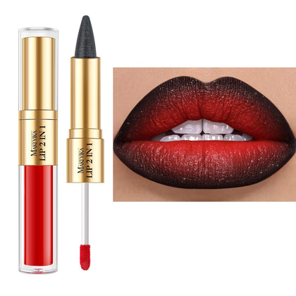 Black Lip Liner Red Matte Liquid Lipstick Combo for Women